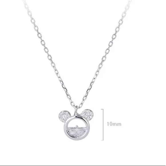 CRYSTAL MICKEY Necklace 925 Silver with GIFT Box - Picture 4 of 7